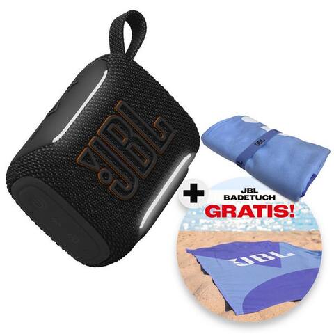 JBL Set: GO 5 + Strandtuch Bluetooth-enceinte (A2DP Bluetooth, Bluetooth, AVRCP Bluetooth, 4,8 W, Kompakter,