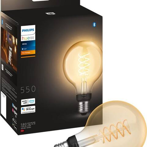 PHILIPS Hue LED-Filament White Globe G93 550lm, E27, 1 St., Warmweiß