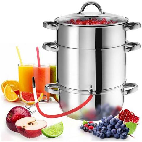 Tectake tectake centrifugeuse 7-tlg. Dampf-Saftbereiter Ø 26 cm aus Edelstahl, avec Glasdeckel, 0 W, 15 L, pour Obst