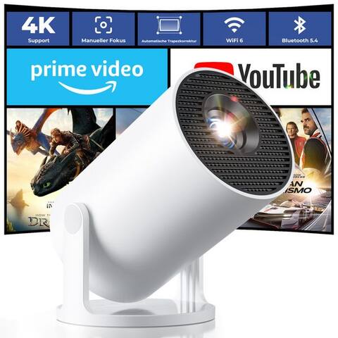 Einyoumily Einyoumily Mini projecteur Unterstützt 4K, intégrée APP Android 14 Heimkino projecteur (20000 lm, 10000:1,