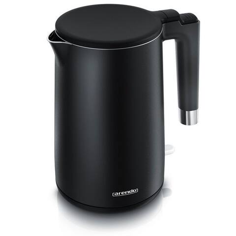 Arendo Arendo bouilloire aus Edelstahl, Doppelwand-Design, 360° manette, Noir matt, 1,5 l, 2000 W, Teekocher,