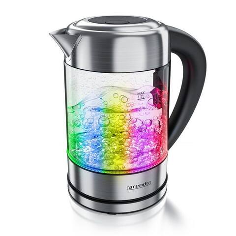 Arendo Arendo bouilloire aus Glas & Edelstahl, avec Temperatureinstellung, RGB Beleuchtung, 1,7 l, 2200 W,