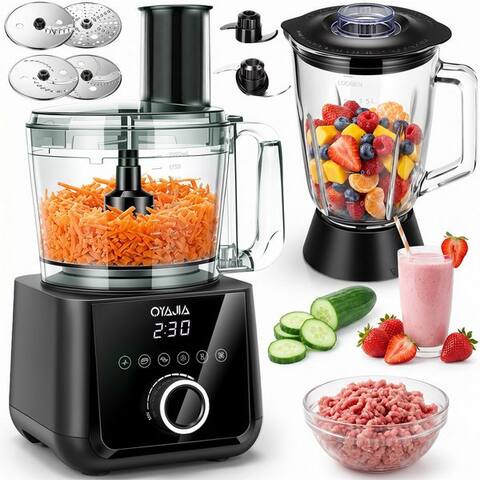 Oyajia oyajia robot de cuisine blender Kombination, 2,5L Zerkleinerer pour Fleisch, Gemüse et Teig, 2L Standblender