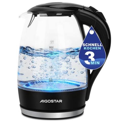 Aigostar Aigostar bouilloire Glas avec Kalkfilter, Glasbouilloire LED-Beleuchtung, 100% BPA Frei, 1.7 l, 2200,00 W,