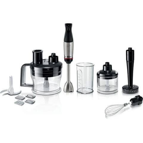 BOSCH Stabblender ErgoMaster Serie 6 MSM6M673, 4 Klingen, Mixfuß Edelstahl, Noir, 1000 W, Becher, Stampfer,