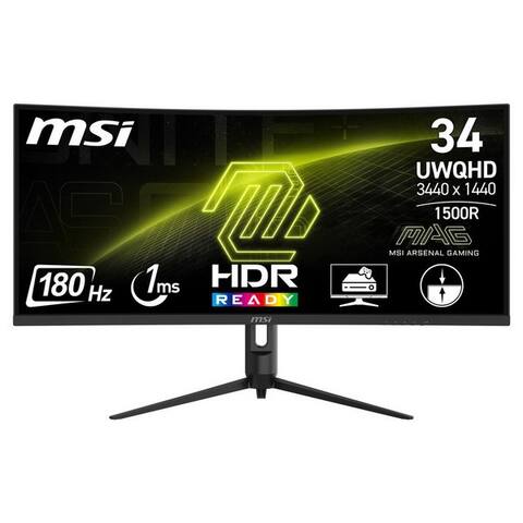 MSI MAG 342CQR Curved-Gaming-moniteur (86 cm/34 ", 3440 x 1440 px, UWQHD, 1 ms Reaktionszeit, 180 Hz, VA LED, 3