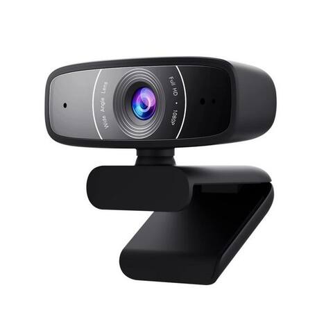 ASUS C3 Full HD-webcam (USB-caméra, 1080p-résolution, 30 FPS, Beamforming-microphone, verstellbarer Befestigungsclip)