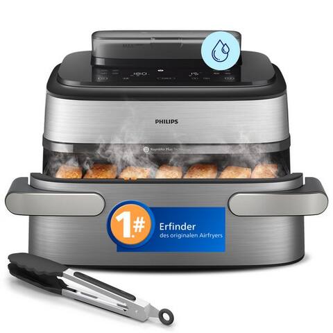 PHILIPS air fryer NA565/02 Steam Airfryer 5000 Series Megabasket, 9,5L Kapazität, 2750 W, avec Dampfgarfunktion u.