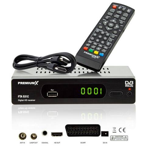 Premiumx PremiumX FTA 531C Kabel Receiver DVB-C FullHD TV Digital USB SCART HDMI Kabel-Receiver