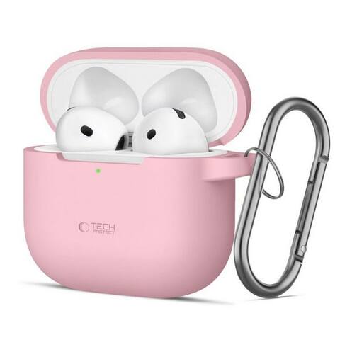 TECH PROTECT Étui de protection pour casque pour Apple AirPods 4, Silikonhülle avec Karabinerhaken, kompatibel avec sans
