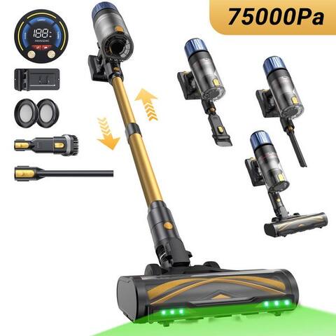 Proscenic Proscenic Akku-Hand-et aspirateur balai 75 kPa, 70 Min Laufzeit, 1,2L Staubbehälter, Geräuscharmer Betrieb,