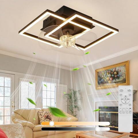 Nettlife Nettlife Deckenventilateur Beleuchtung dimmbar 6-Stufen Fernbedienung leiser Noir Modern, pour Wohnzimmer