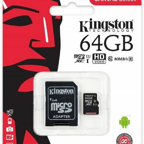 Kingston Kingston Kingston SDCS/64GB MicroSD Canvas Select Geschwindigkeiten der Klasse Micro SD-Karte