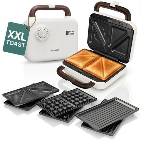 Lebenlang Lebenlang 3-in-1-grill à sandwich gaufrier - grill à sandwich - Kontaktgrill - pour Panini, Waffeln & Co.,