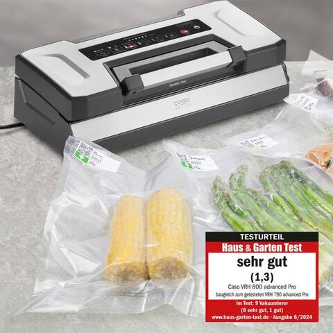 Caso Caso sous-vide VRH 800 advanced Pro, Rollenbreite 30 cm, 130W, 1 Rolle 20 x 300 cm, 1 Rolle 30 x 300 cm, 10
