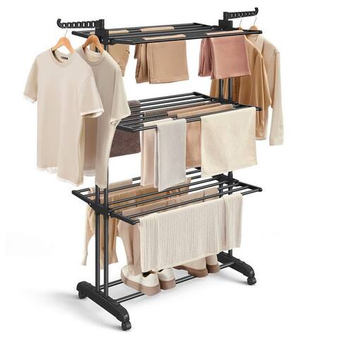 Songmics SONGMICS Wäscheständer Turm Standsèche-linge 4 Ebenen, Flügelwäscheständer, einfacher Aufbau, klappbare