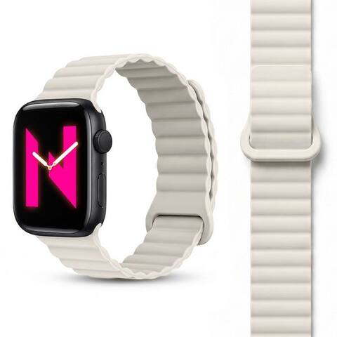 Nalia Bracelet pour montre connectée Apple montre 49mm/46/45/44/42(Serie 1-3), Magnetisches Silikon Ersatzband /