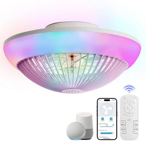 Sofucor Sofucor Deckenventilateur avec RGB lumière, DC, 7 ABS-Flügel, 6 Windgeschwindigkeiten, Umkehrfunktion,