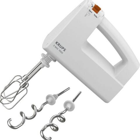 KRUPS Handblender 3 MIX 7000, 500 W, Turbo-& Auswurftaste, Schneebesen & Knethaken aus Edelstahl, F60814