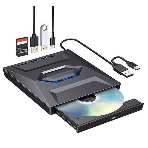 Xersek XERSEK Externes Blu Ray CD DVD Laufwerk Blu-ray-Brenner (USB 3.0 Type-C avec SD/TF Micro USB, Portable CD DVD