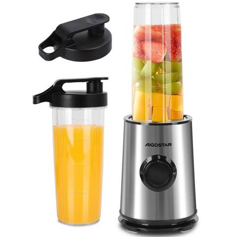Aigostar Aigostar Smoothie-Maker Mini Standblender, 600W, Ice-Crush-Funktion, 2 x 800ml Becher, BPA-frei, 600 W, 2
