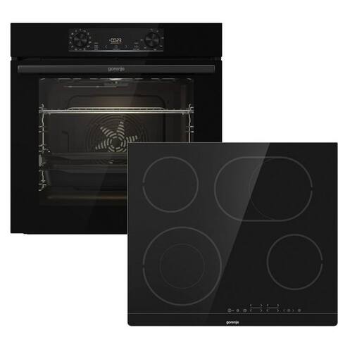 GORENJE four-Set Black Pacific Basic Set, avec 1-fach-Teleskopauszug, Aqua Clean, Pizzafunktion avec 300 °C – perfekt