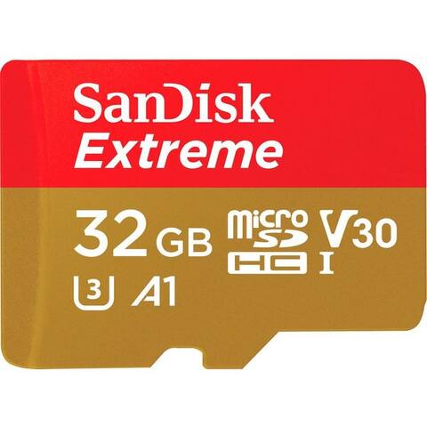 SANDISK Extreme microSDHC carte mémoire (32 GB, UHS Class 3, 100 MB/s Lesegeschwindigkeit, SD-Adapter, Rescue Pro