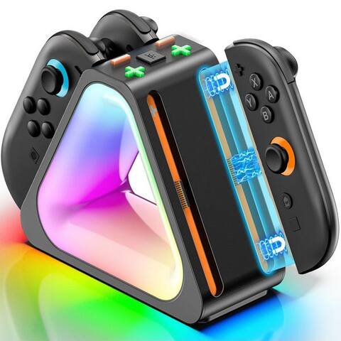 NINTENDO TUWENA switch 2 Magnetische, station de charge pour Joy Con, manette Ladegerät Zubehör Nintendo (avec 7 lumièremodi)