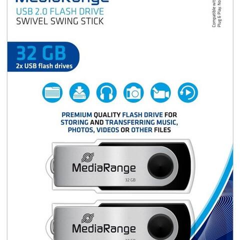 Mediarange Mediarange Mediarange USB Stick 32GB Speicherstick Swivel Swing silber 2er Pack clé USB