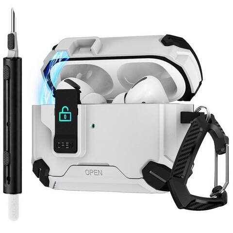 CoolGadget Étui de protection pour casque pour Apple AirPods Pro 1 et 2 Kunststoff, Stoßfest Ständer Clip Karabiner