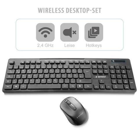 Gembird Gembird KBS-WCH-03-DE USB - Ergonomisches Funk sans fil clavier- et souris-Set, sans fil