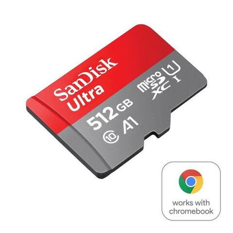 SANDISK microSDXC Ultra, + SD-Adapter pour Chromebooks carte mémoire (512 GB, Class 10, 150 MB/s Lesegeschwindigkeit)