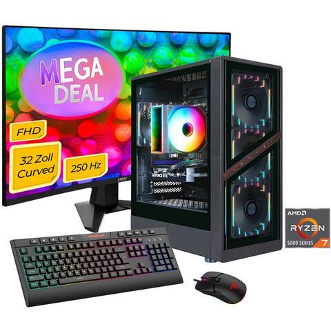MSI GAMEmax MegaDeal AERIS GB 8131 AMD Ryzen 7 5700X 32GB 1TB SSD RTX 5060Ti PC gamer-Komplettsystem (32", AMD