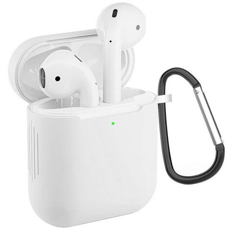 Coolgadget CoolGadget Étui de protection pour casque Basic Silikon Coque pour AirPods 1 / 2 Schutzhülle avec Karabiner, Soft tactile