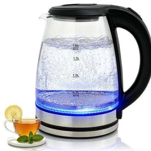 Ozavo OZAVO bouilloire Glas 1,8L 1500W avec LED-Beleuchtung 100% BPA Frei, 1500 W, 360° Edelstahl