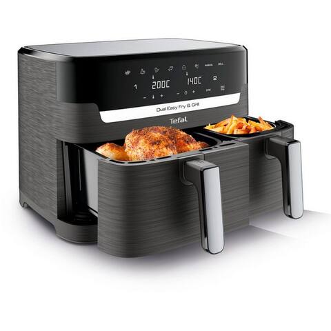TEFAL air fryer Dual Easy Fry & Grill EY905B, knusprig et geset kochen, 8 voreingestellte Programme, 2700 W,