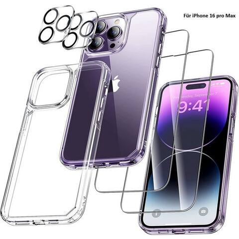 Morrent MORRENT Coque pour smartphone 5in1 Coque pour iPhone 16 Pro max 2X Schutzglas 2X caméra Panzerfolie
